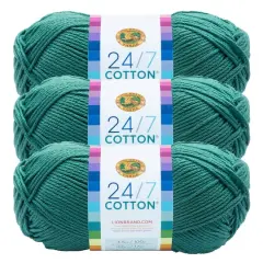 3 Pack Lion Brand&reg; 24/7 Cotton&reg; Yarn Jade