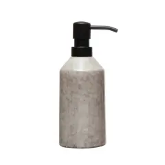 Hello Honey&reg; 7.7" Neutral Colored Reactive Glaze Stoneware Soap Dispenser with Black Pump