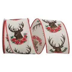 Reliant 2.5" x 10yd. Deer & Antlers Linen Wired Ribbon