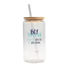 16oz. Boy Mom Glass Can Cup