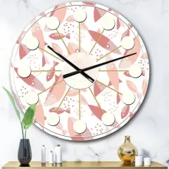 Designart 'Pink Fishes Pattern Mid-Century Modern Wall Clock