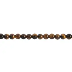 John Bead Earth's Jewels Natural Stone Round Beads, 6mm Tiger's Eye