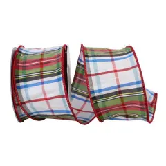 JAM Paper 2.5" x 10yd. Dupioni Wired Edge Stewards Plaid Ribbon