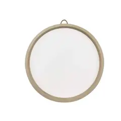 12" Round White Plaque with Natural Frame by Make Market&reg;