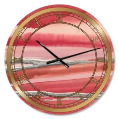 Designart 'Metallic Glam On Red Glam Wall Clock