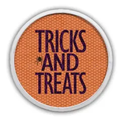 Tricks and Treats Round Framed Print White
