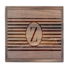 Stripe Monogram Walnut Cutting Board Z