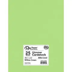 PA Paper&trade; Accents Glimmer 8.5" x 11" Cardstock, 25 Sheets Willow Green