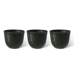 Glitzhome&reg; 11.75" Honeycomb Textured Green Faux Ceramic Plastic Planters, 3ct.