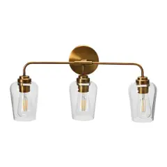 Hello Honey&reg; Robert Stevenson Lighting Holden Metal & Glass 3-Light Vanity Brushed Bronze
