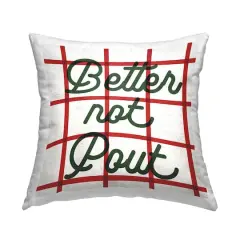 Stupell Industries Better Not Pout Christmas Plaid Throw Pillow