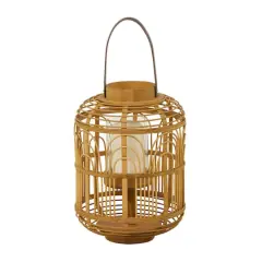 15" Tan Bohemian Bamboo Lantern