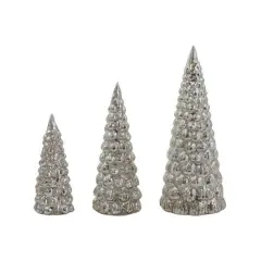 Hello Honey&reg; Silver Embossed Mercury Glass Tree Set