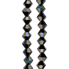 Preciosa Glass Crystal Bicone Beads, 4mm by Bead Landing&trade; Jet AB