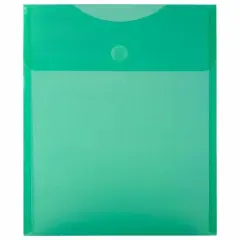 JAM Paper Open End Plastic Envelopes with Hook & Loop Closure, 24ct. Green