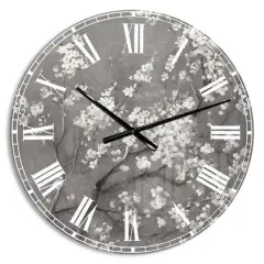 Designart 'White Cherry Blossoms I Traditional Wall Clock