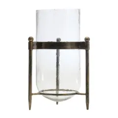 14" Glass Hurricane Candle Holder in Metal Stand