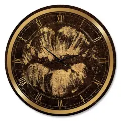 Designart 'Gold Fashions Lips Glam Wall Clock