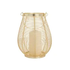 Gold Iron Glam Lantern, 11" x 8" x 8"