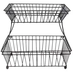 Sorbus 2-Tier Flat-Back Metal Basket