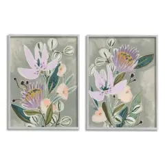 Stupell Industries Abstract Purple Floral Arrangement Gray Framed Wall Art Set