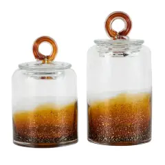Handmade Glass Decorative Jar Set Brown
