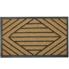 Black Rubber & Coir Outdoor Rectangular Door Mat, 29.5" x 17.5"