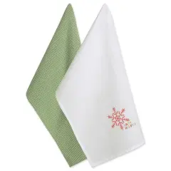 DII&reg; Green Check & White Happy Holidays Dishtowel Set