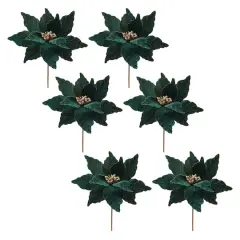 Forest Green Poinsettia Stems, 6ct.