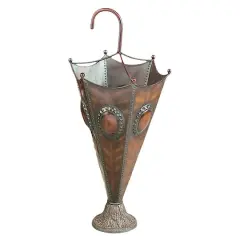 28" Brown Metal Rustic Umbrella Stand