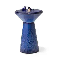Glitzhome&reg; 27.5" LED Bird Pedestal Ceramic Fountain Cobalt Blue