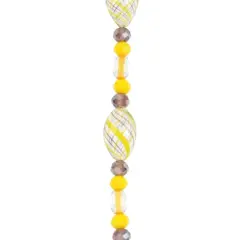 Yellow Lampwork Glass Stripe Oval Beads by Bead Landing&trade;