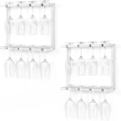 NEX&trade; Wall Mounted Wine Glass Stemware Rack Holder Hanger, 2ct. White
