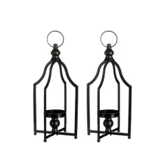 Glitzhome&reg; 16.5" Black Farmhouse Metal Lantern, 2ct.