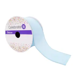 2.5" x 25ft. Faux Linen Wired Ribbon by Celebrate It&trade; D&eacute;cor Light Blue