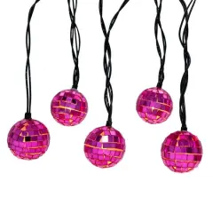 10ct. Warm White LED Pink Disco Ball Icon String Lights by Ashland&reg;