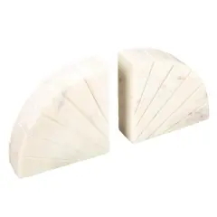 Hello Honey&reg; 6" White Modern Arched Semicircle Marble Bookend Set