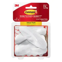 Command&trade; White Large Designer Hooks Value Pack