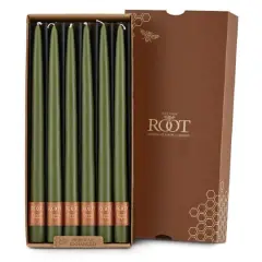 Root Candles 12" Unscented Taper Candles, 12ct. Dark Olive