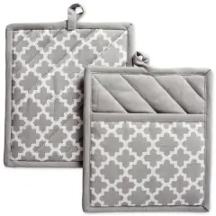 DII&reg; Gray Lattice Potholder Set
