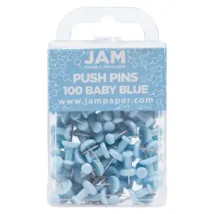 JAM Paper Colorful Standard Push Pins, 100ct. Baby Blue