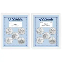 2007P & 2007D Statehood Quarters Graded MS63 Brilliant Uncirculated 
