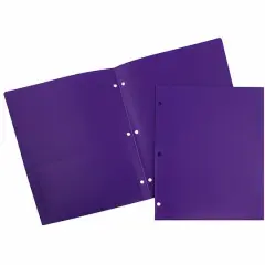 JAM Paper Plastic 2 Pocket 3 Hole Punch Presentation School Folder Purple
