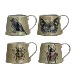 Hello Honey&reg; Insect & Bird Design Stoneware Mug Set