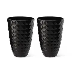Glitzhome&reg; 19.7" Eco-Friendly Oversized Faux Ceramic Pot Planters, 2ct. Black