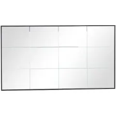 Black Metal Grid Style Panel Wall Mirror 23" x 1" x 40"