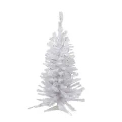 4ft. Pre-Lit White Iridescent Pine Artificial Christmas Tree, Green Lights