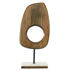 18" Brown Mango Wood Modern Sculpture