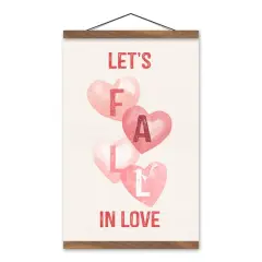Lets Fall In Love Linen Teak Hanging Canvas Wall Art