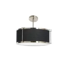 Hello Honey&reg; 10" Metal Semi-Flush Mount Ceiling Light with Captured Linen Shade Black and Brushed Nickel